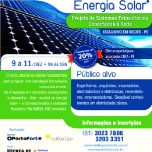 OPortoForte, com o apoio do Crea-PE, realiza curso de Energia Solar – Sistemas Fotovoltaicos Conectados à Rede